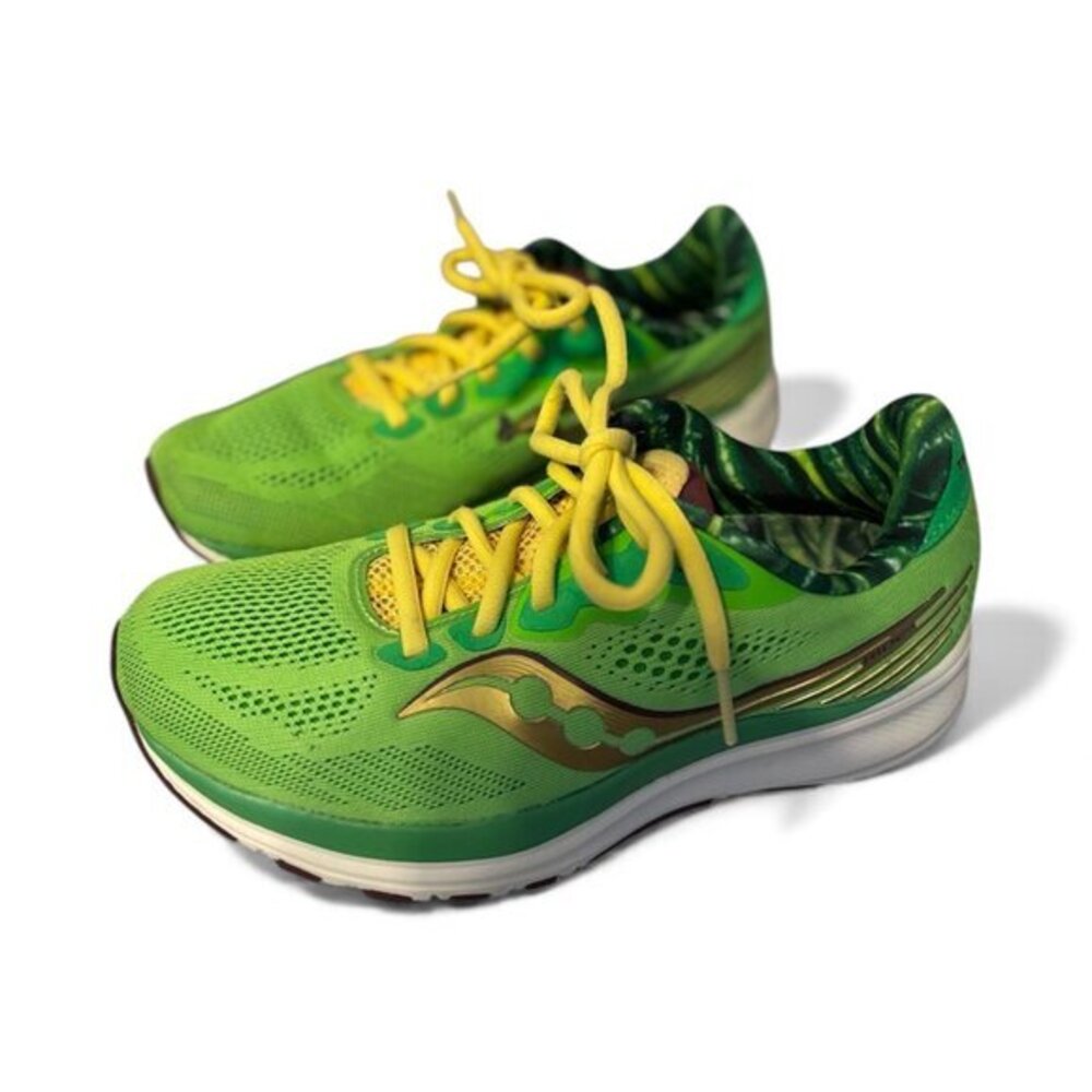 Saucony Green Bean Casserole Rider 14 Green Yellow Gold Canvas Shoes Size 7